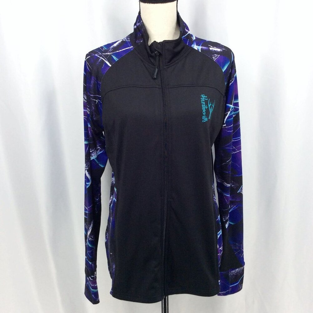 Huntworth Camo Jacket Women's Size Large Thumbholes Stretch Purple Camo‎